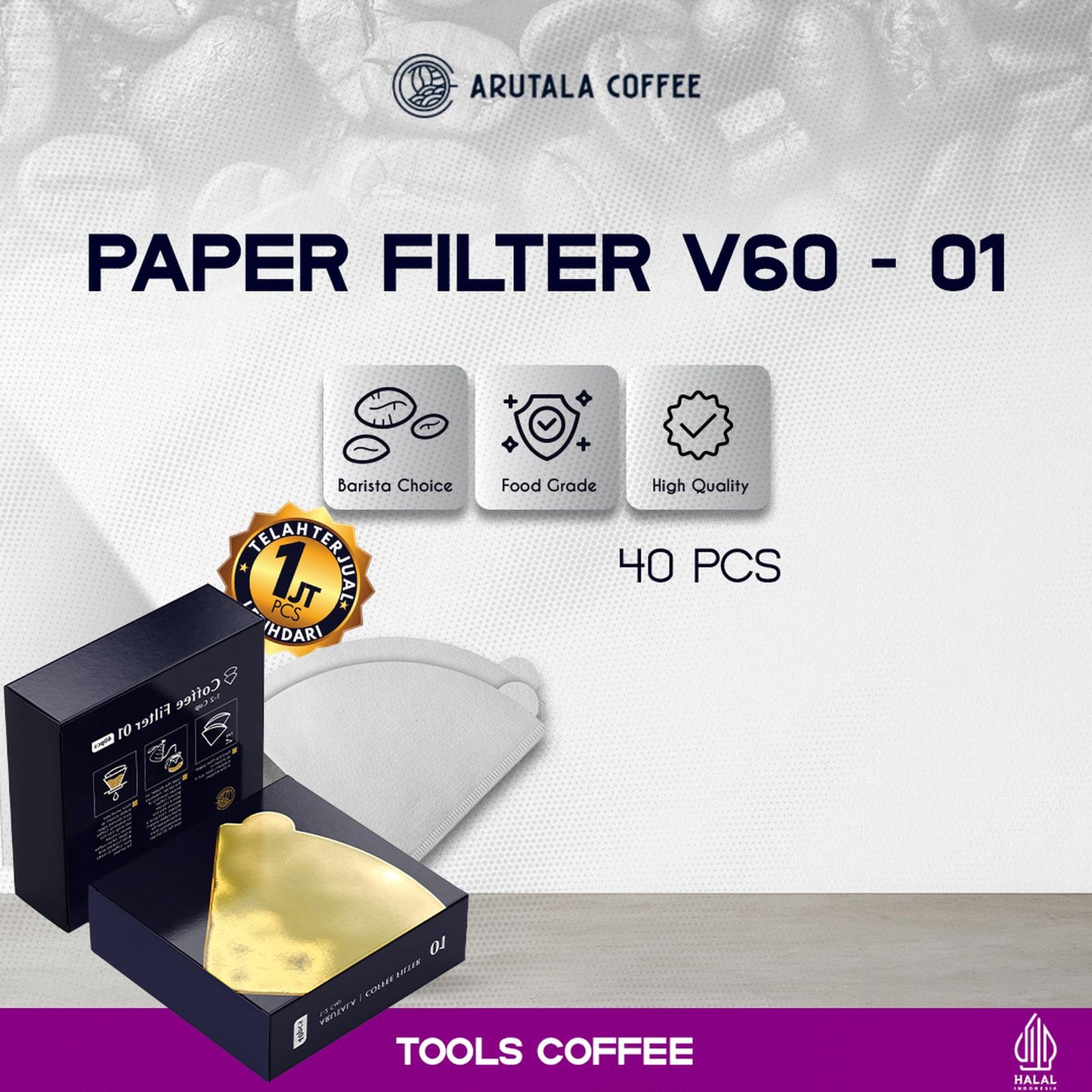 Arutala - Coffee Filter V60-01 isi 40 Pcs